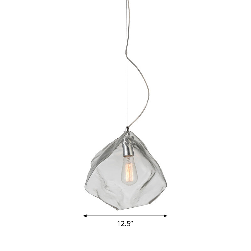 Modern Clear Glass Stone-Shaped Suspension Light
