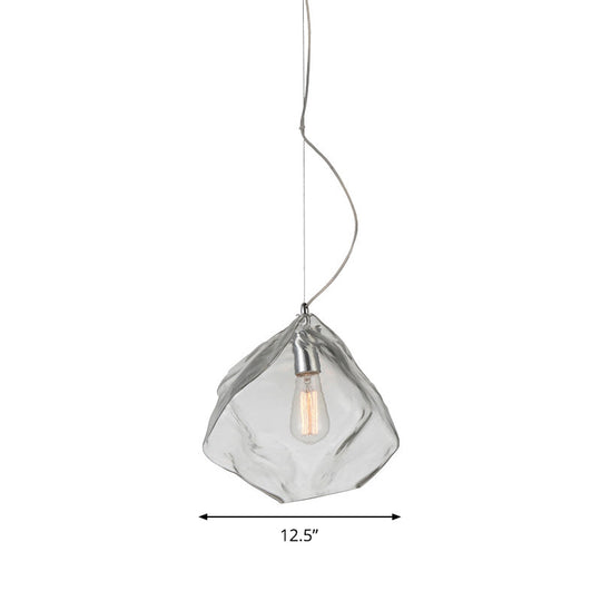 Modern Clear Glass Stone-Shaped Suspension Light