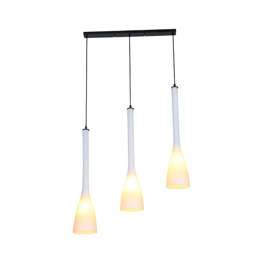 Modern Teardrop Multi Ceiling Light - White Glass 3-Light Pendant For Restaurants