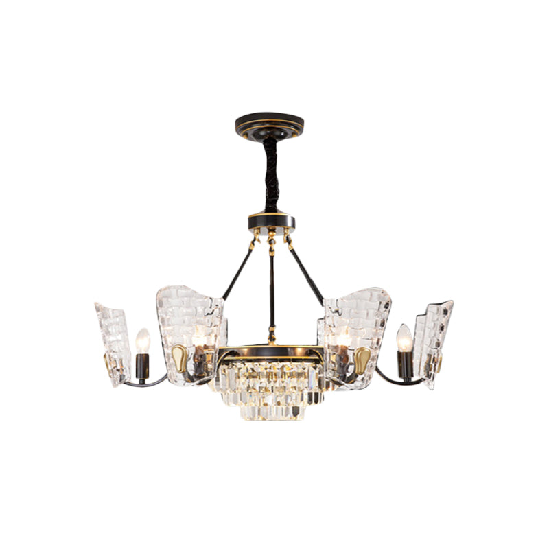 Modern Clear Crystal Glass Kitchen Chandelier With Shield Design - 4/6 Bulb Suspension Pendant In