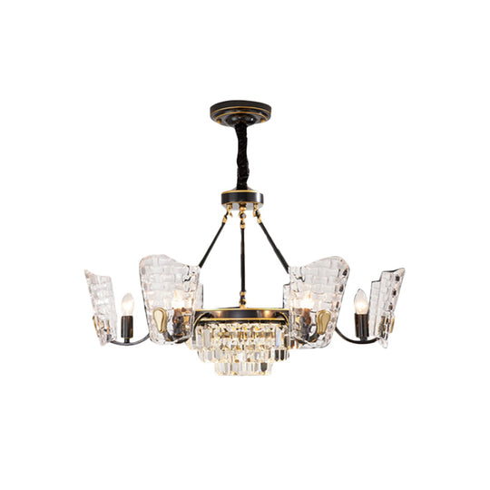 Modern Clear Crystal Glass Kitchen Chandelier With Shield Design - 4/6 Bulb Suspension Pendant In