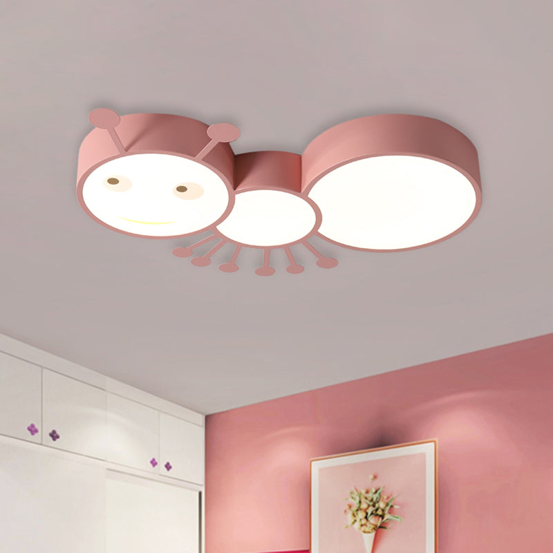 Kids Room Macaroon Themed Led Ceiling Light Fixture In White/Pink/Blue