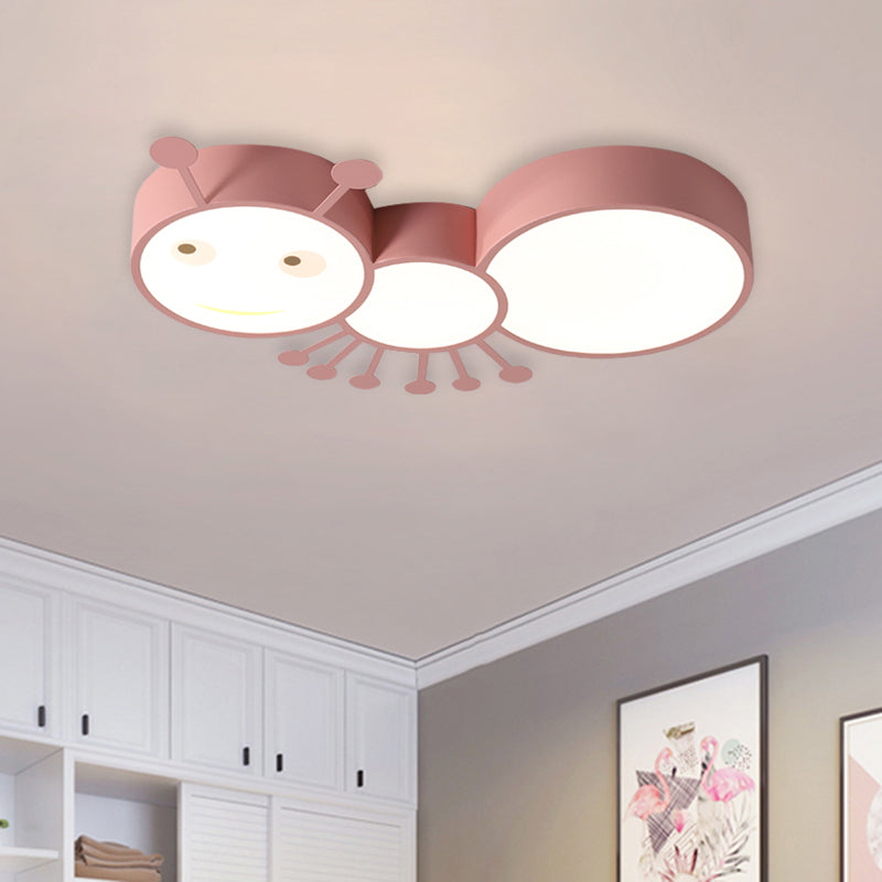 Kids Room Macaroon Themed Led Ceiling Light Fixture In White/Pink/Blue