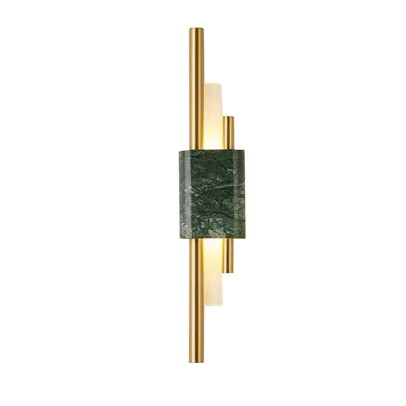 Modern Led Marble Rectangle Wall Light With Slim Tube Detail In White/Warm White/Green Color Option