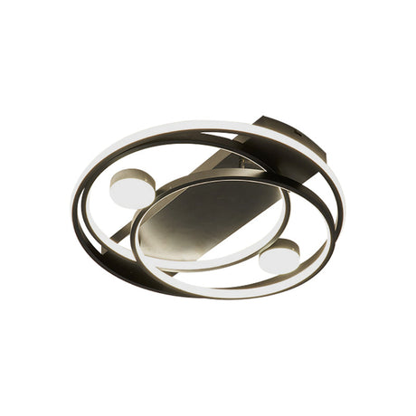 Metal Halo Ring Led Flush Mount Fixture In Black/Gold For Bedroom - 16/19.5 Dia White/Warm Light