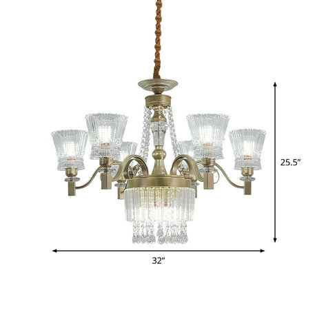 Modern Gold Crystal Chandelier - 6/9-Head Clear Pendant Lamp For Bedroom