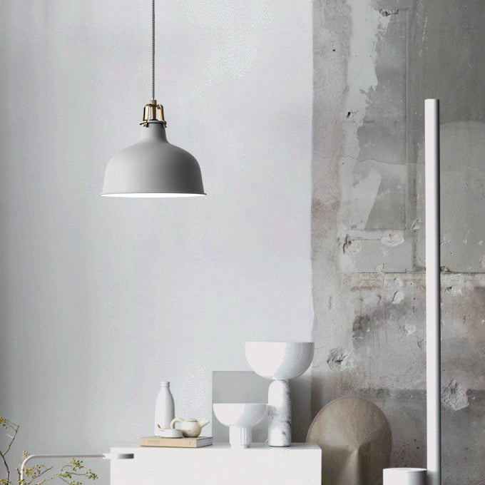 Industrial Style Metal Pendant Light With Adjustable Cord - 1-Light 8.5’/13’ Width Domed