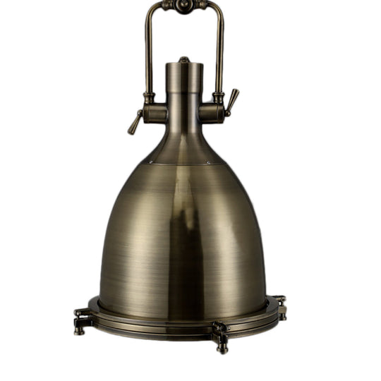 Nautical Brushed Brass Bell Pendant Light With Glass Diffuser - Dining Room Ceiling Fixture