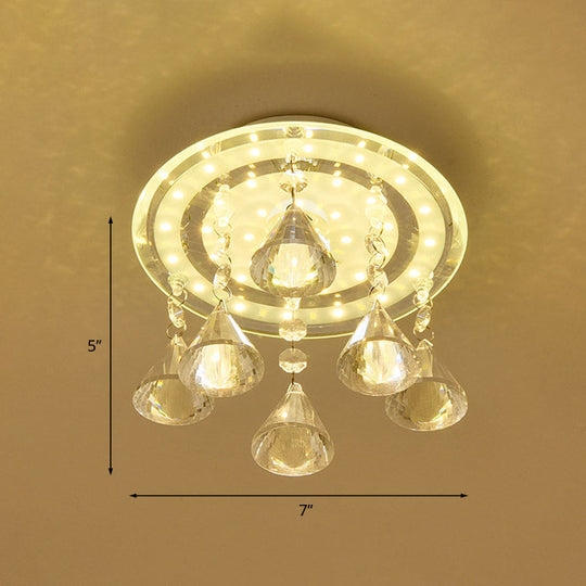Clear Crystal Led Flush Mount Ceiling Lamp For Hallways
