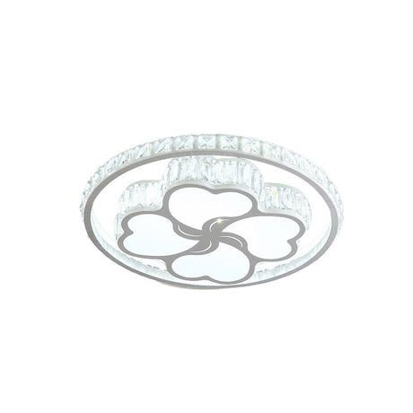 Modern K9 Crystal White Flushmount Ceiling Light With Halo Led And Heart Pattern Design