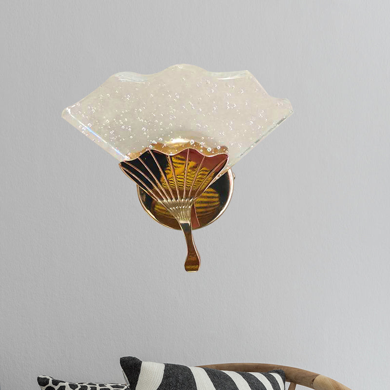 Modern Gold Led Wall Sconce Lamp With Bubble Crystal Accent For Bedroom