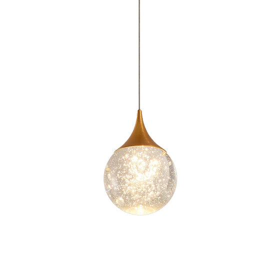 Sleek Crystal Seeded Suspension Lamp: Elegant Bedroom Lighting Solution