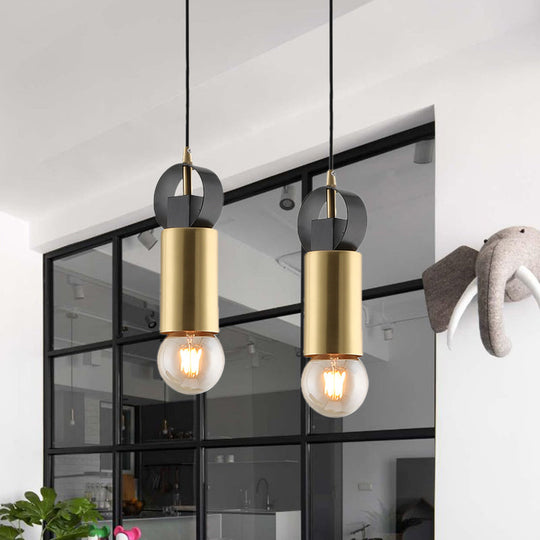Modern Tube Mini Pendulum Light - Brass Finish For Bedroom Suspension