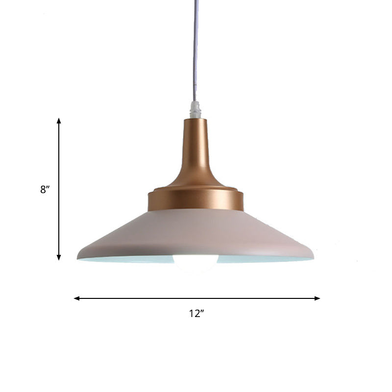 Sleek Pink Saucer Suspension Light - Minimal Metal 1-Head Ceiling Hang Fixture 12’/14’ Width