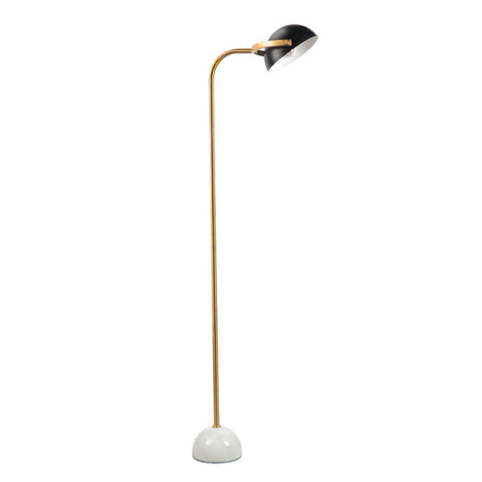 Modern Black Domed Rotatable Floor Lamp With Metallic Handle