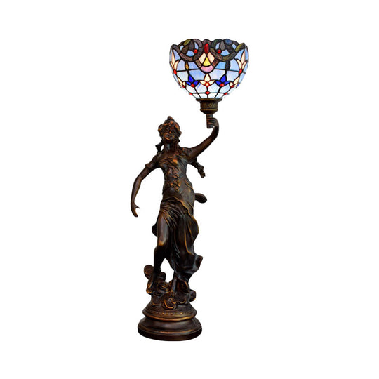Gatria - Bronze Women Sculpture Night Lamp Victorian Style 1 Head Resin Table Light With