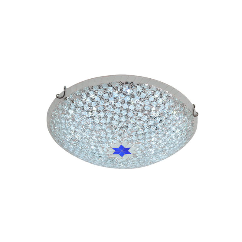 Mediterranean Clear Crackle Glass Flushmount Lighting Checkered Basket Design 2/3 - Head