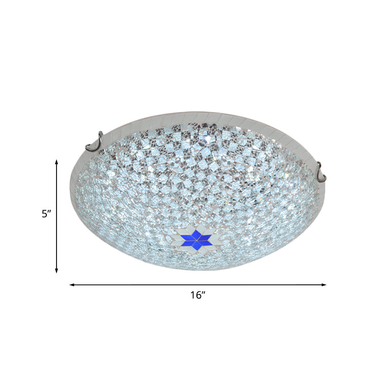Mediterranean Clear Crackle Glass Flushmount Lighting Checkered Basket Design 2/3 - Head
