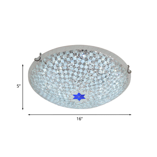 Mediterranean Clear Crackle Glass Flushmount Lighting Checkered Basket Design 2/3 - Head