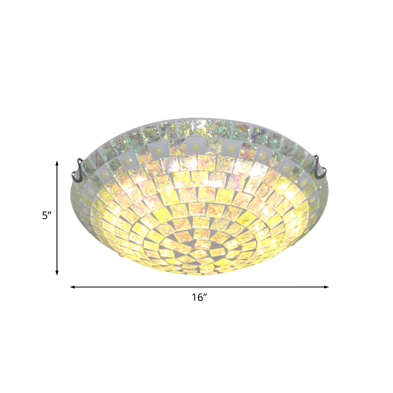 Baroque Blue Glass Bowl Ceiling Light - 2/3 Lights Square-Cut Flush Mount Lamp For Bedroom