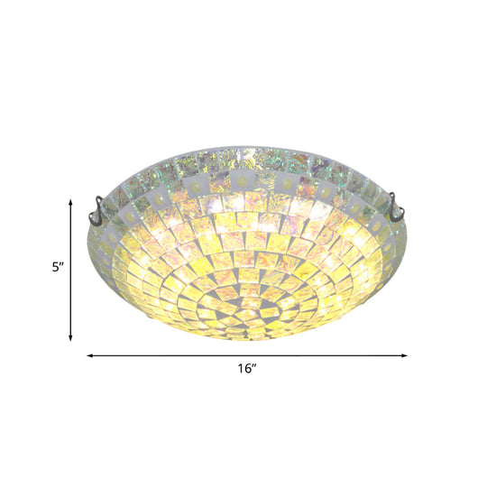 Baroque Blue Glass Bowl Ceiling Light - 2/3 Lights Square-Cut Flush Mount Lamp For Bedroom