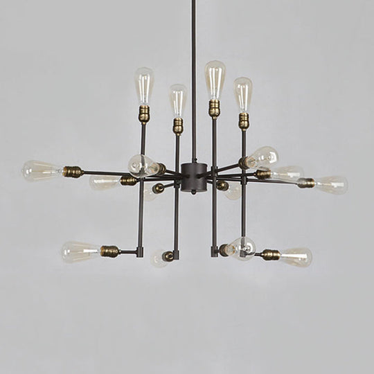 Vintage Industrial Multi-Light Chandelier - Iron Exposed Pendant Lighting For Dining Room Black