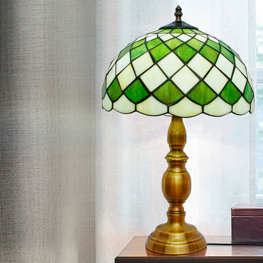 Aurore - 1- 1 Head Bedroom Nightstand Lighting Mediterranean Green Table Lamp With Lattice Bowl Cut