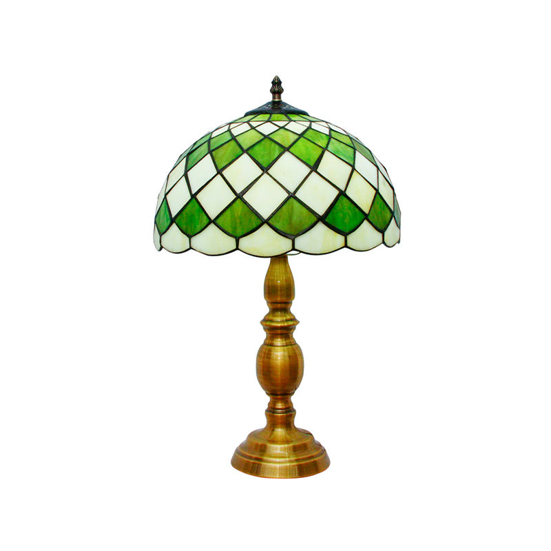Aurore - 1- 1 Head Bedroom Nightstand Lighting Mediterranean Green Table Lamp With Lattice Bowl Cut