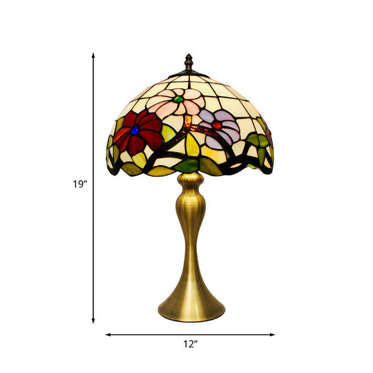 Valerie - [Tiffany Tiffany Bowl Night Table Lighting 1-Light Stained Art Glass Desk Lamp In Gold