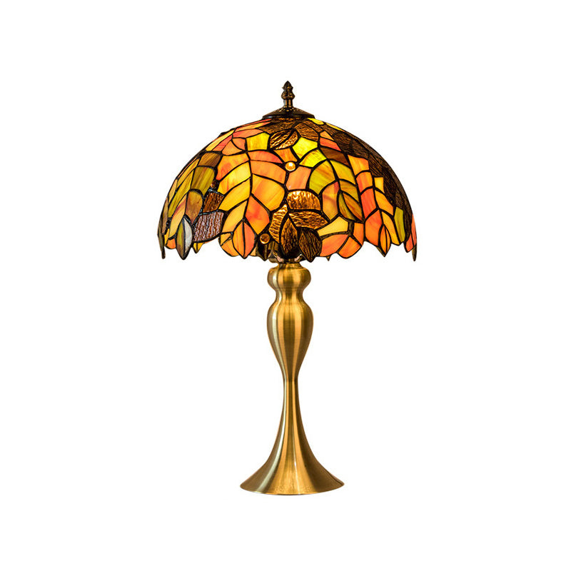 Abigail - Baroque 1-Light Leaf Patterned Night Lamp Gold Finish Hand Cut Glass Table Lighting With