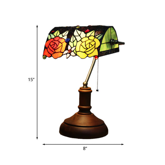 Atria - Baroque Rose Stained Glass Night Lamp Dark Brown