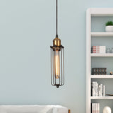 Industrial Brass Finish Cage Pendant Light - Tubed Head Design For Hanging Ceiling 1-Head Option