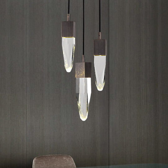 Modern Black Crystal Ceiling Light With Ice Block Design - Perfect For Living Room Suspensions