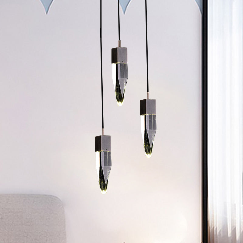 Modern Crystal Ceiling Light With Ice Block Design - Black Finish