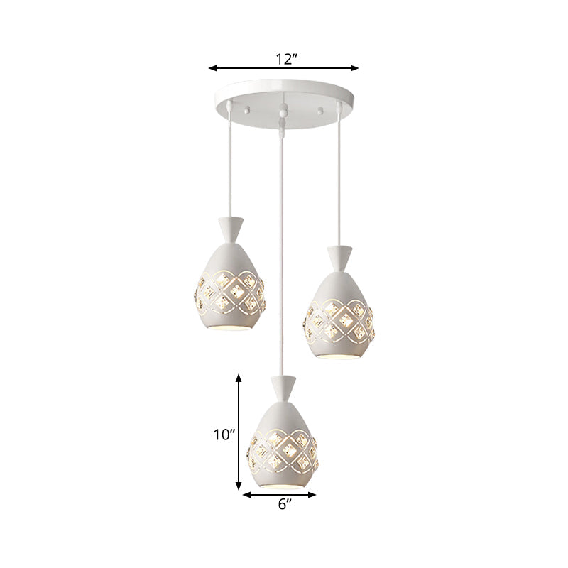 Waterdrop Crystal Pendant With Modern Multi-Light Design For Dining Room Suspension - White