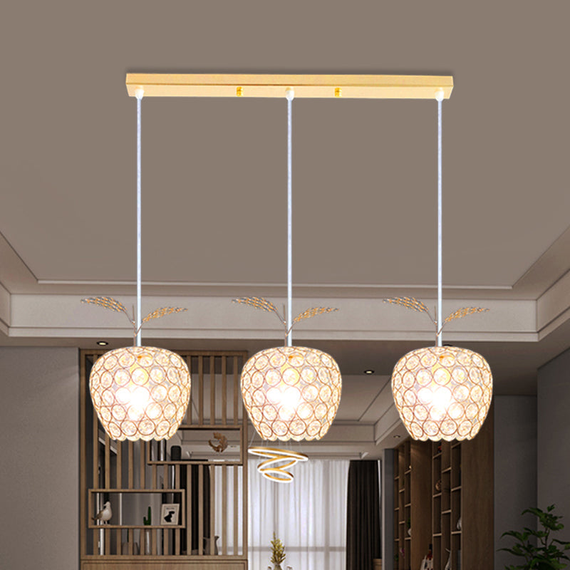 Modern Crystal Cluster Pendant With Apple-Like Design - Gold Finish