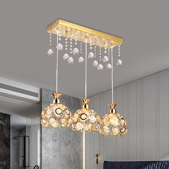 Modern Crystal Cluster Pendant Light With Gold Finish