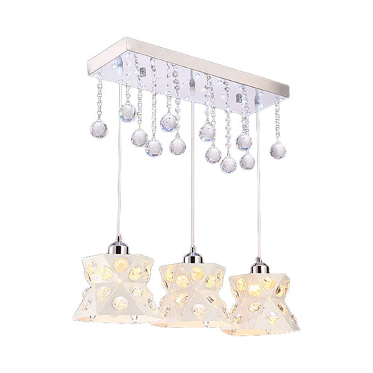 Hourglass Restaurant Pendant Light - Modern 3-Bulb Iron Suspension Lamp (White)