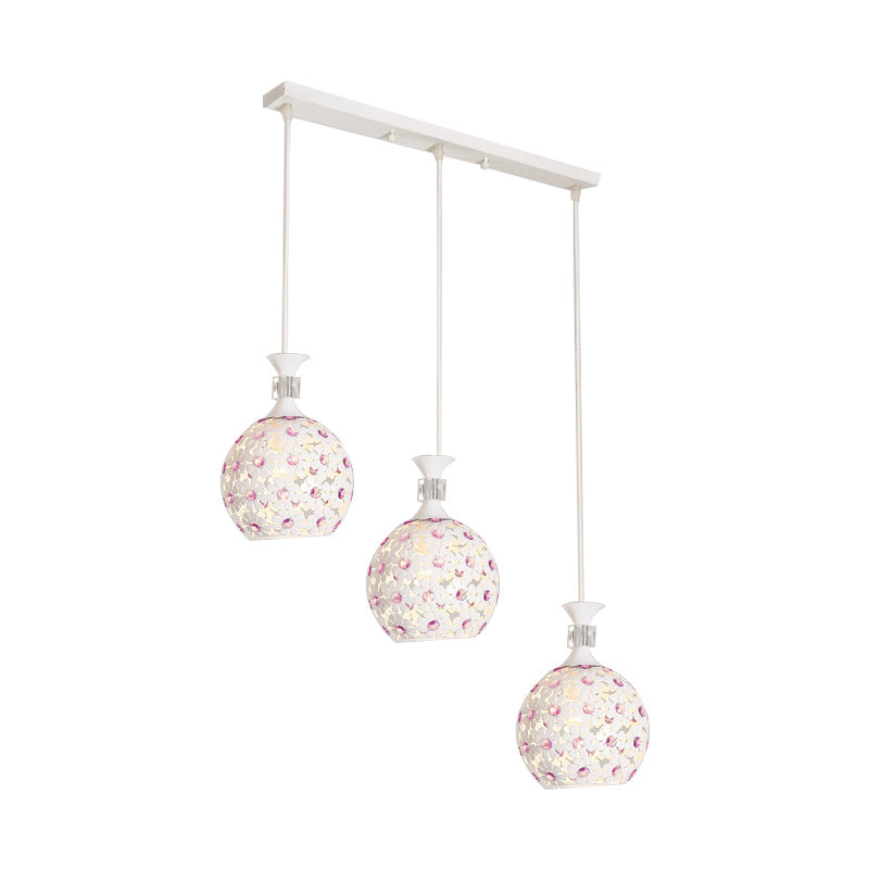 Modern 3-Light Iron Pendant Lamp With White Floret-Like Hanging Kit And Dome Design