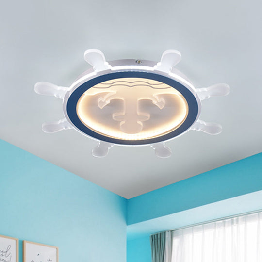 Blue Anchor Mediterranean Flush Mount Led Ceiling Light For Living Room