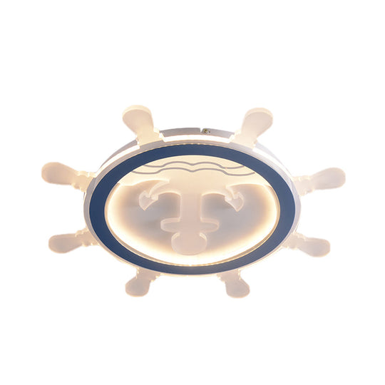 Blue Anchor Mediterranean Flush Mount Led Ceiling Light For Living Room