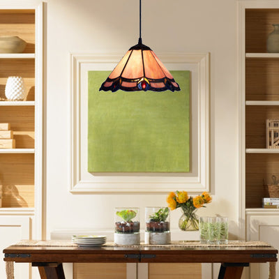 Loft Tiffany Purple Glass Cone Suspension Pendant Light For Living Room