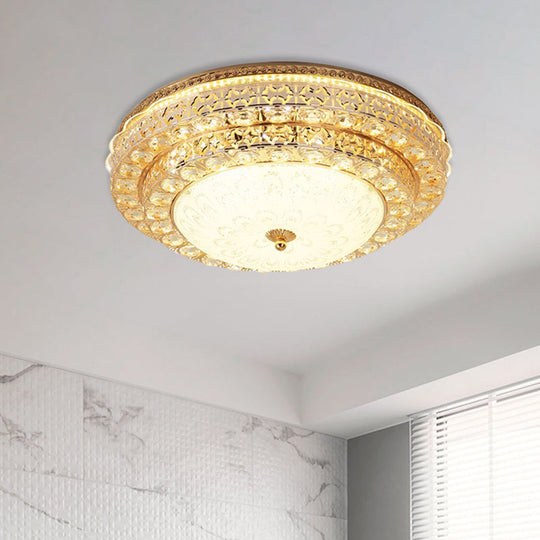 Gold Modernist Crystal Flushmount Led Bedroom Ceiling Light - 2-Tier Circle Design

Or

2-Tier