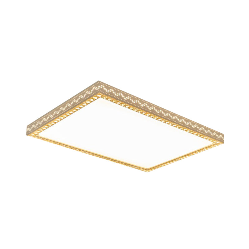 Modern Crystal Edged Led Flush Lamp In White For Living Room