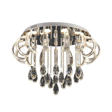 Modern Clear Crystal Led Bedroom Flush Mount Fixture With Arched Design