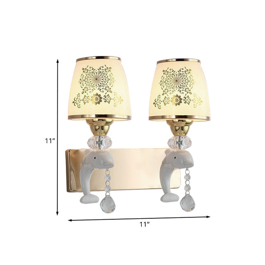 Modern Trapezoid Opal Glass Shade Wall Sconce - Gold Finish 1/2-Light Mount Lamp Fixture