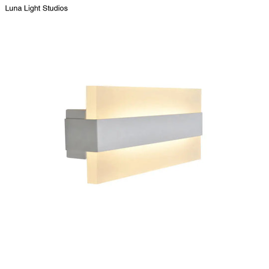 9 Acrylic Rectangular Led Wall Lamp White Sconce Light For Bedroom