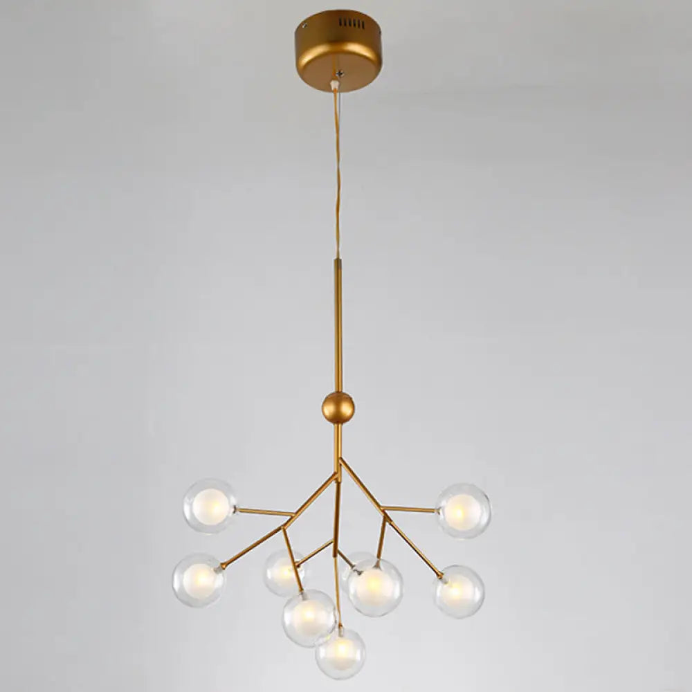 9-Head Chandelier Tree Branch Suspension Light With Dual Ball Glass Shade - Simplicity Collection