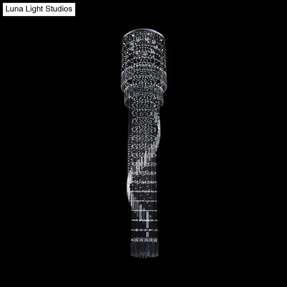 Modern Crystal Cascading Pendant Light With 9 Led Heads - Gold Finish