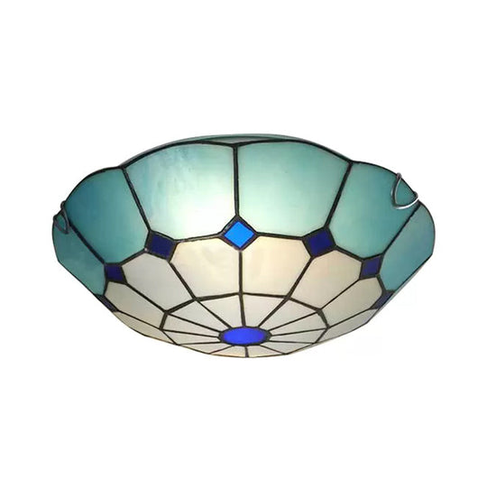 Tiffany Floral Flush Mount Ceiling Lights - 2 Light Bedroom Fixture